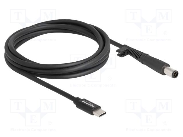 Cable; USB C plug,DC 7,4/5,0 plug; straight; black; 1.5m; black