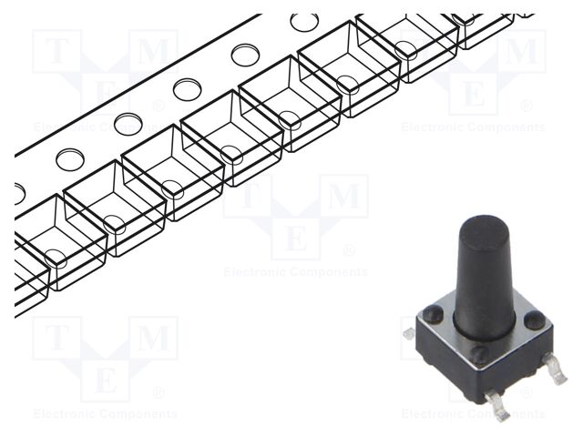 Microswitch TACT; SPST; Pos: 2; 0.05A/12VDC; SMT; 2.45N; 6x6x3.5mm