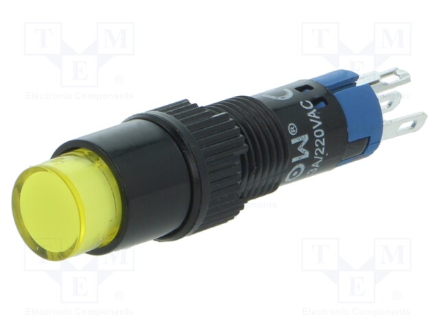 Switch: push-button; Pos: 2; SPDT; 0.5A/250VAC; 1A/24VDC; yellow