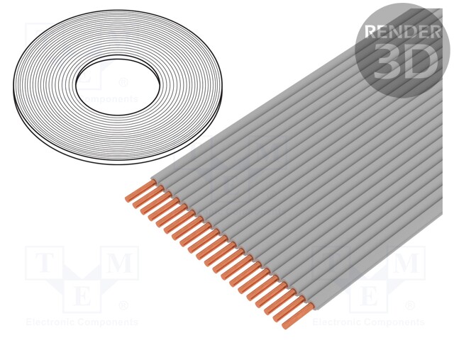 Wire: ribbon; 0.635mm; solid; Cu; 60x30AWG; unshielded; TPE; grey