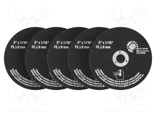 Cutting wheel; Ø: 75mm; Øhole: 10.6mm; Disc thick: 2mm; 5pcs.