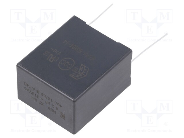 Capacitor: polypropylene; X2; 8.2uF; 27.5mm; ±10%; 32x37x22mm