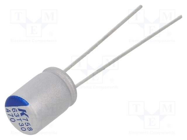 Polymer Aluminium Electrolytic Capacitor, 470 µF, 6.3 V, Radial Leaded, A758 Series, 0.015 ohm