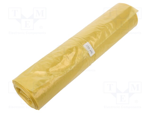 Trash bags; 25pcs; LDPE; Colour: yellow; 120l