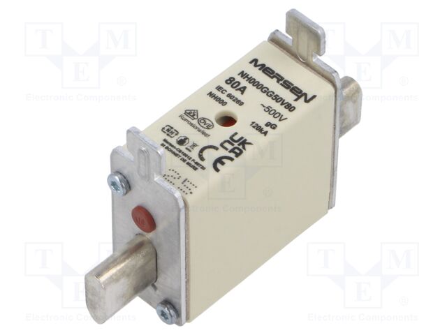 Fuse: fuse; gG; 80A; 500VAC; ceramic,industrial; NH000