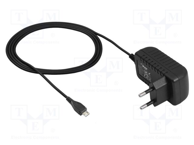 Power supply: switching; mains,plug-in; 5VDC; 2A; Out: USB B; black