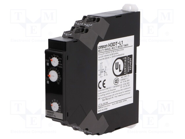 Timer; 0,1s÷1200h; SPDT; 250VAC/5A; 24÷240VAC; 24÷240VDC; DIN; IP20