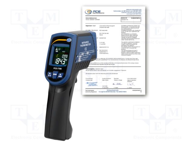 Infrared thermometer; LCD 1,6"; -60÷760°C; Accur.(IR): ±2°C; IP20