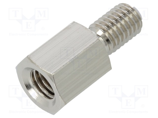 Screwed spacer sleeve; Int.thread: M8; 15mm; Ext.thread: M8; brass