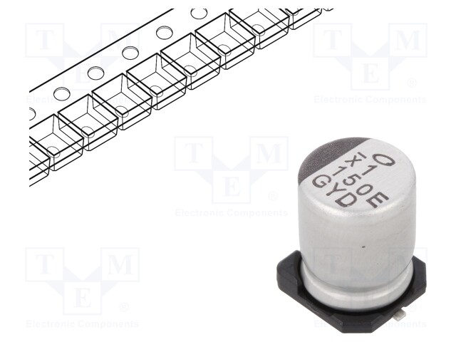 CAP, 150UF, 25V, ALU ELEC, HYBRID, SMD
