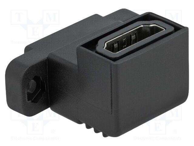 Adapter; HDMI socket,HDMI socket 90° up/down; black; screw