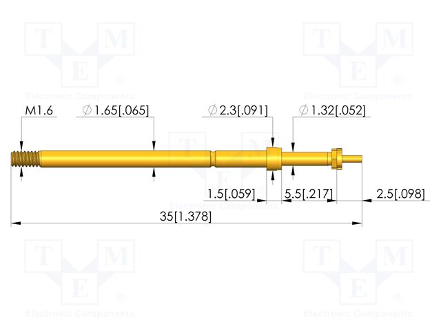 Test needle; Spring compression: 4mm; 5mm; 5A; CuBe; gold-plated