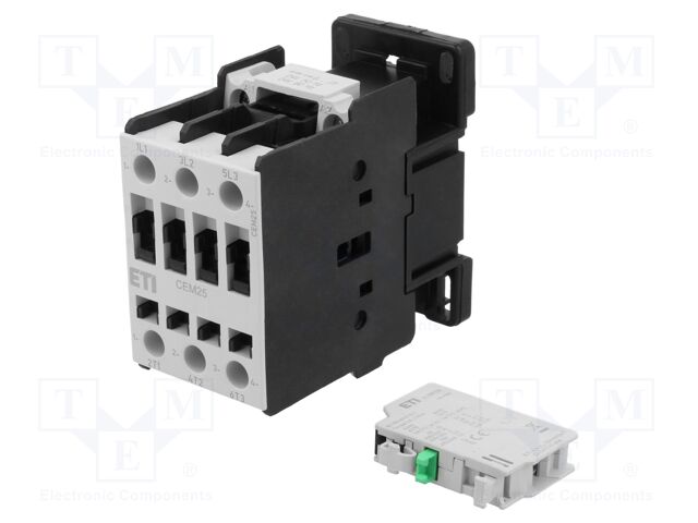 Contactor: 3-pole; NO x3; Auxiliary contacts: NO; 24VAC; 25A; CEM