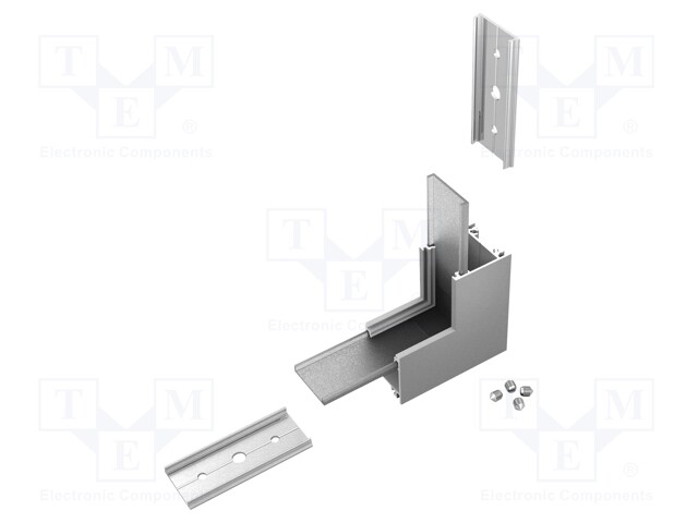 Connector 90°; silver; aluminium,polycarbonate; anodized