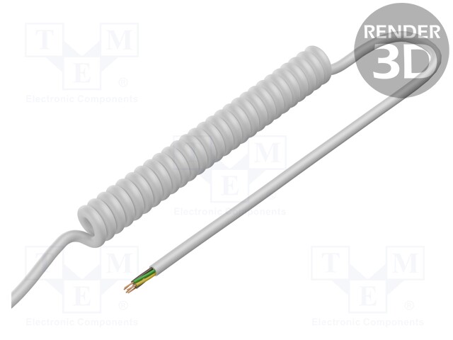 Wire: coiled; 6x0.5mm2; unshielded; PUR; white; 300V; 0.2m; 0.8m