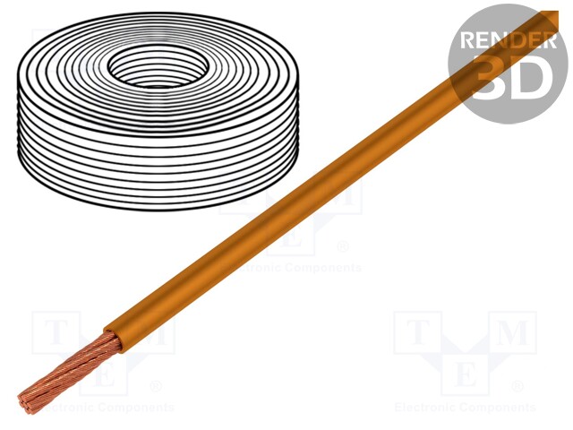 Wire; LifY; stranded; Cu; 1x0,25mm2; PVC; orange; 300V; -15÷80°C