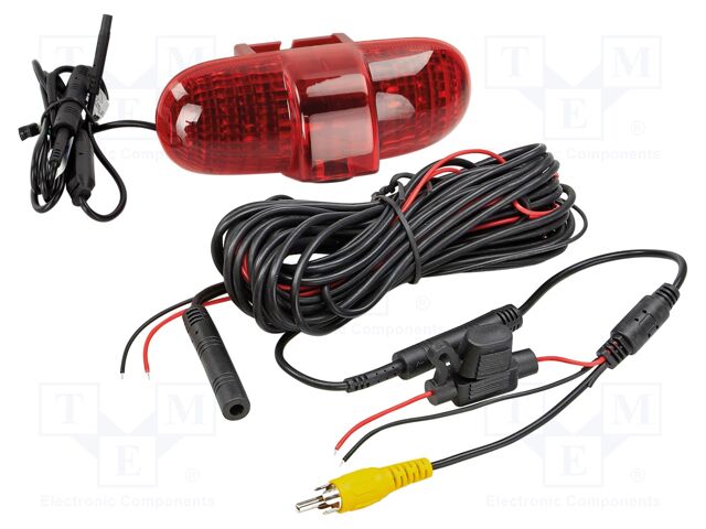 Rear view camera; 115°; black,red; 12VDC; Kit: camera; screw; IP68