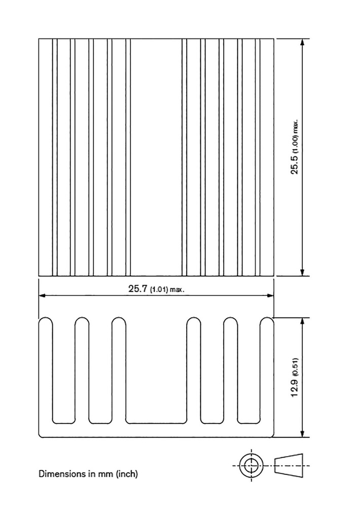 Heatsink; 25.5x25.7x12.9mm