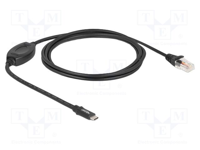 Cable; USB 2.0; RJ45 plug,USB C plug; 1.8m; black