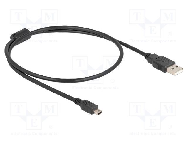 Cable; USB 2.0; USB A plug,USB B mini plug; 0.5m; black; 480Mbps