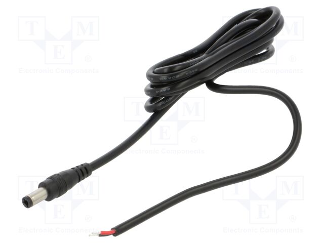 Cable; 2x0.5mm2; DC 5,5/2,5 plug; straight; black; 1.5m; -20÷80°C