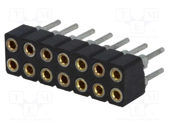 Socket; pin strips; female; PIN: 14; turned contacts,low profile