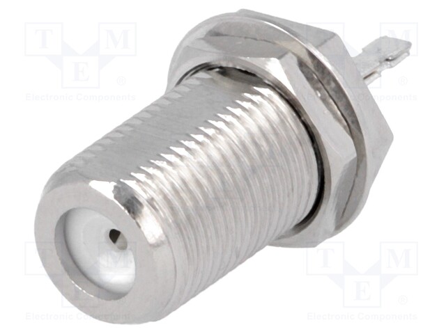 Socket; F; female; straight; soldering; for panel mounting