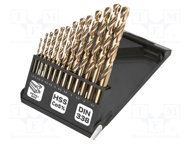 Drill set; for metal; high speed steel; plastic cassette; 13pcs.