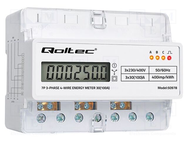 Counter; digital,mounting; for DIN rail mounting; three-phase