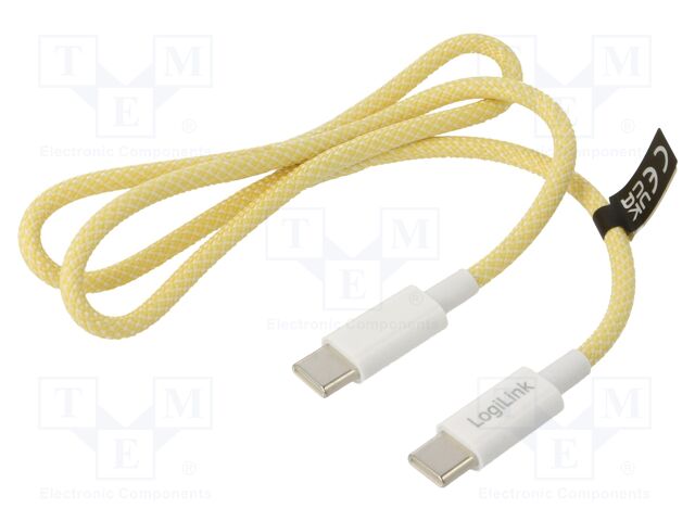 Cable; USB 2.0; USB C plug,both sides; 500mm; yellow; 480Mbps