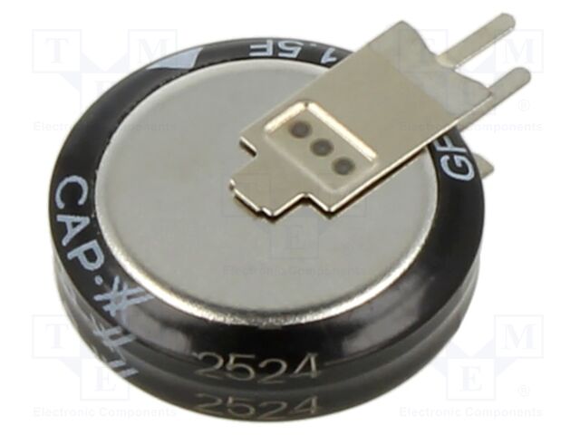 Supercapacitor; THT; 1.5F; 5.5VDC; -20÷80%; Body dim: Ø19x4.8mm