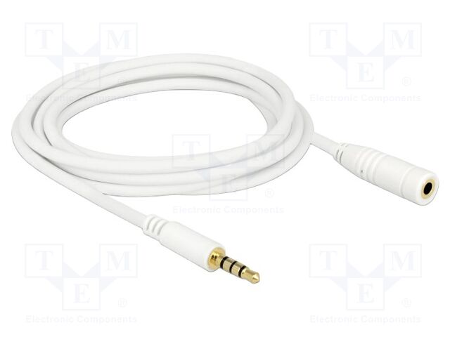 Cable; Jack 3.5mm 4pin socket,Jack 3,5mm 4pin plug; 3m; white