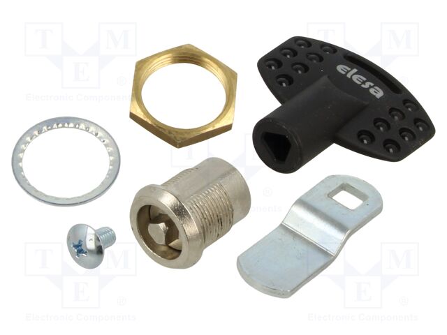 Lock; no key; zinc alloy; 35.5mm; for control cabinets
