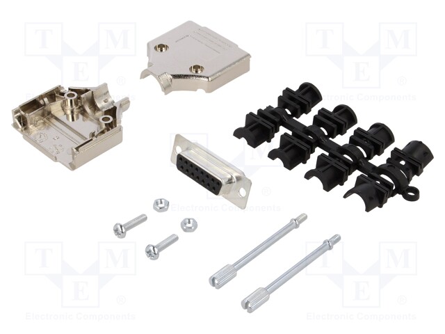 D-Sub; PIN: 15; plug; female; straight; soldering; for cable