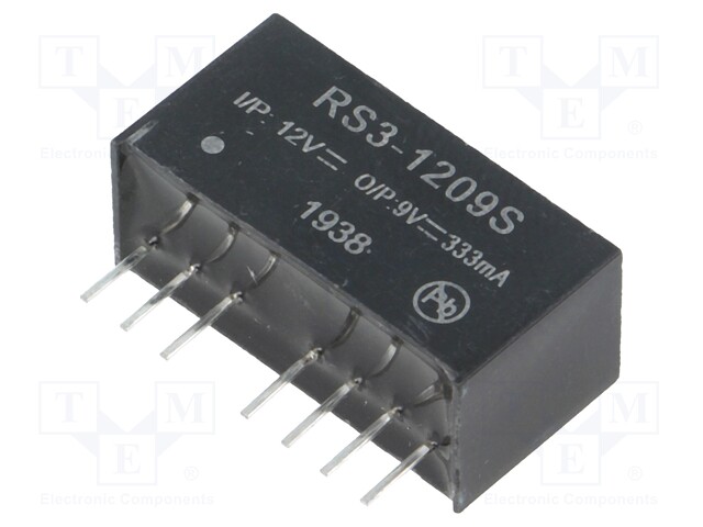 Converter: DC/DC; 3W; Uin: 9÷18V; Uout: 9VDC; Iout: 333mA; SIP8; 4.7g
