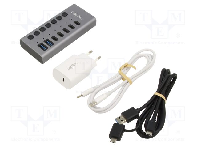 Hub USB; USB A socket x2,USB C socket x7; USB 3.2 Gen 1; grey