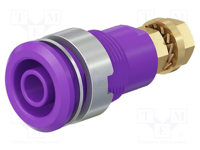 Socket; 4mm banana; 32A; violet; gold-plated; Overall len: 33mm