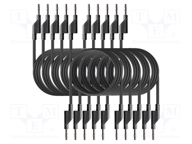 Test leads; 50VAC,120VDC; 10A; banana plug 4mm,both sides; black