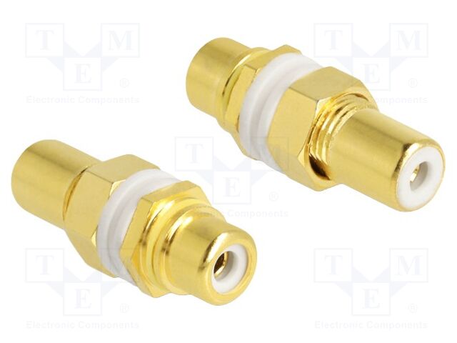 Adapter; RCA socket,both sides; Plating: gold-plated; 9.5mm