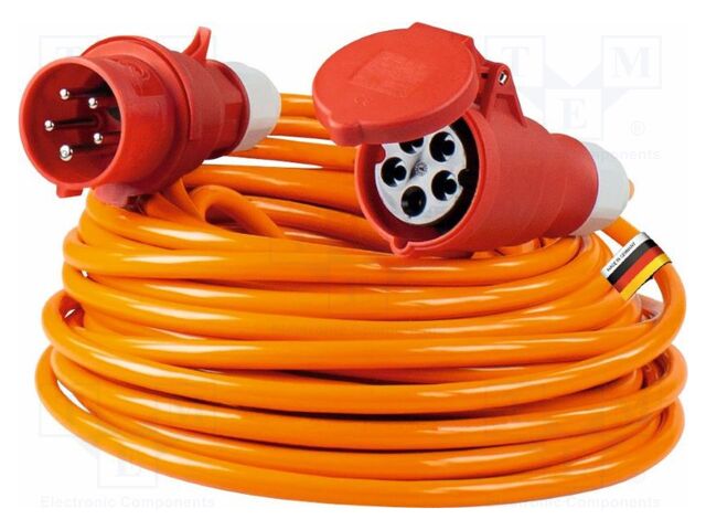 Extension lead; 5G2.5mm2; three-phase,with flap; Sockets: 1; PUR