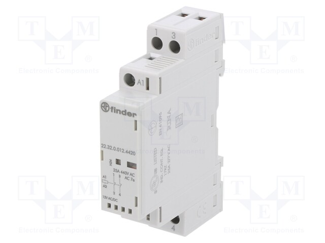 Contactor, DIN Rail, 250 VAC, DPST-NC, 2 Pole