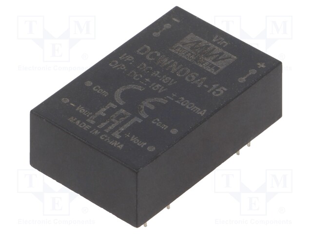 Converter: DC/DC; 6W; Uin: 9÷18V; Uout: 15VDC; Uout2: -15VDC; DIP24