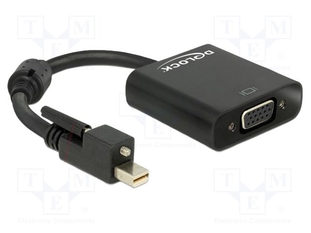 Converter; DisplayPort 1.2; Len: 0.25m; black; 32AWG; Øcable: 5.5mm