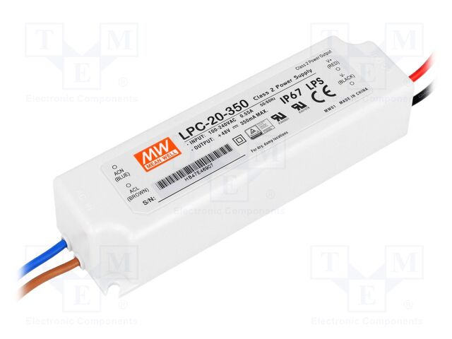 LED Driver, ITE, 16.8 W, 48 V, 350 mA, Constant Current, 90 V
