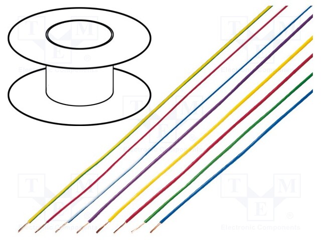 Wire; LiYv; stranded; Cu; 0.25mm2; brown; PVC; 900V; 100m; Class: 5