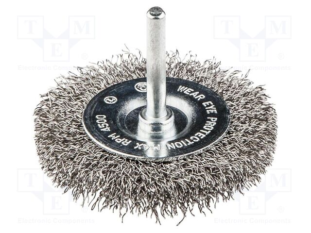 Wheel brush; 50mm; Ø: 6.25mm; steel,acid resistant steel