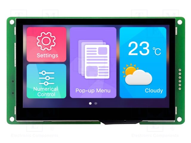 Display: TFT; 4.3"; 480x272; Illumin: LED; 8MBFLASH; RGB; 250cd/m2