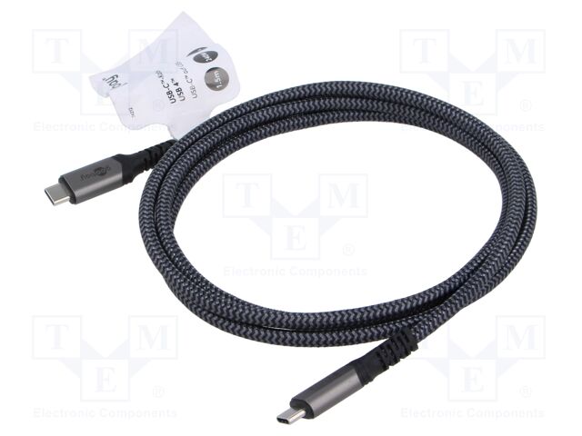 Cable; USB 4.0; USB C plug,both sides; 1.5m; black,grey; 40Gbps