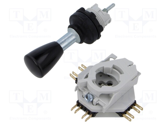 Joystick; Leads: connectors 2,8x0,5mm; Ø22.3mm; IP65; on panel