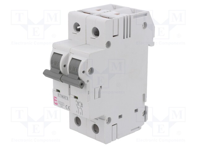 Circuit breaker; 230/400VAC; Inom: 2A; Poles: 2; DIN; Charact: D; 6kA